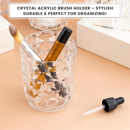 Miniatura 5 de Soporte para brochas de maquillaje, organizador de escritorio independiente, 1 compartimento (estilo F)