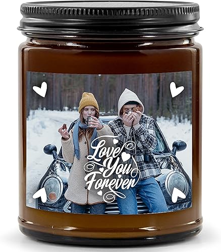 Velas perfumadas personalizadas con imagen para él o ella (grano de vainilla), velas fotográficas personalizadas para el día de San Valentín, velas
