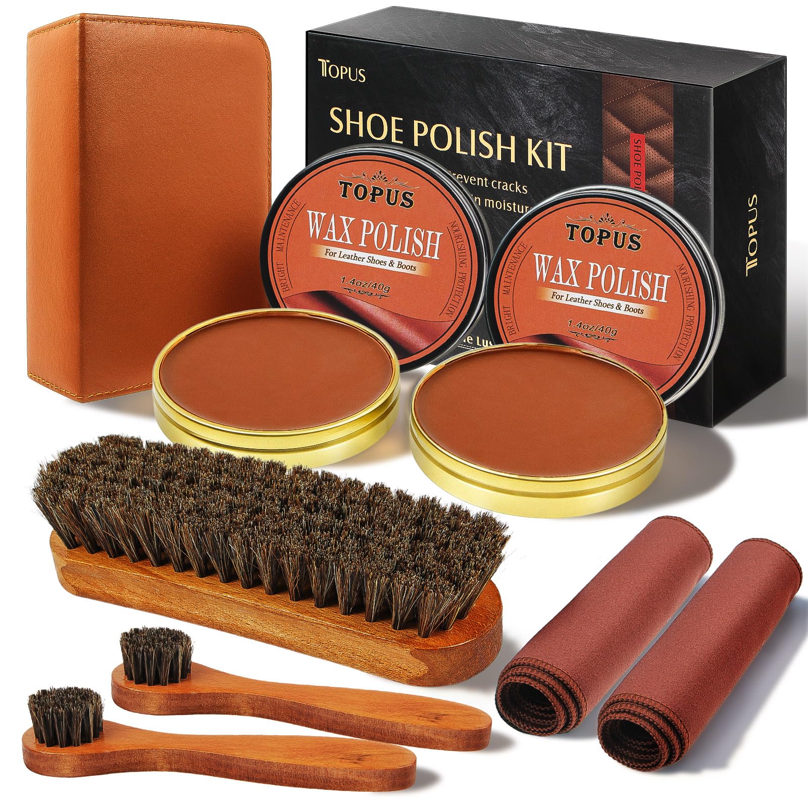 Topus 8 Pieces Shoe Polish Kit