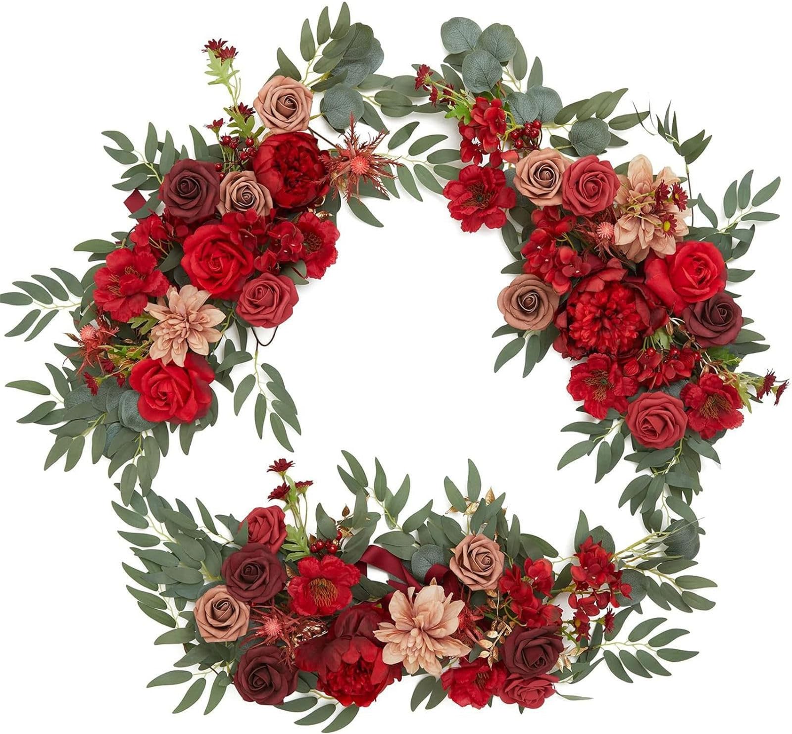 BRYER Hochzeitsbogen-Blumen, 3er-Pack, Multifunktionale Künstliche Rosengirlande, Hochzeitsgirlanden-Dekorationen, Blumen, Künstliche Blumen Für Hochzeitsbogen, Laube, Hintergrunddekoration,Rot
