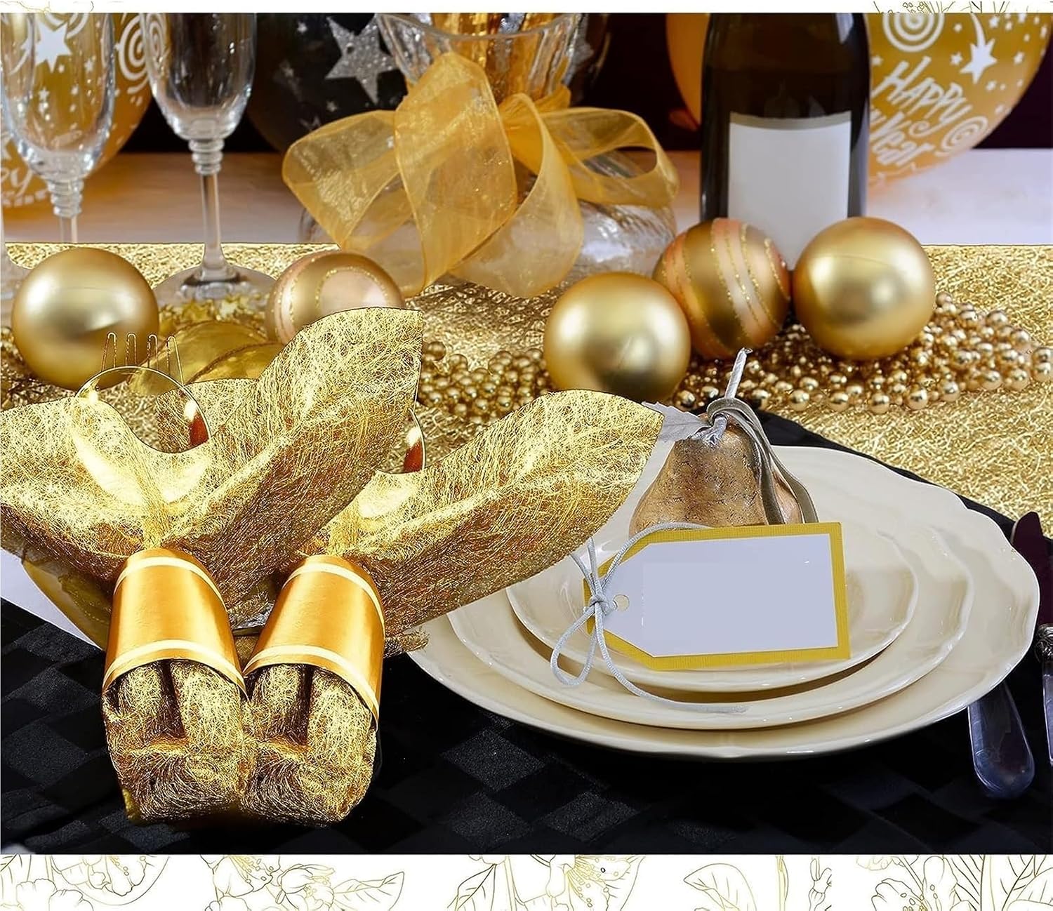 Table Runner for Home Decor Table Runner Non-Woven Roll, Floral DIY Wrapping Ribbon Decoration for Event Wedding Party(Silver,30CMX15M_1PC)