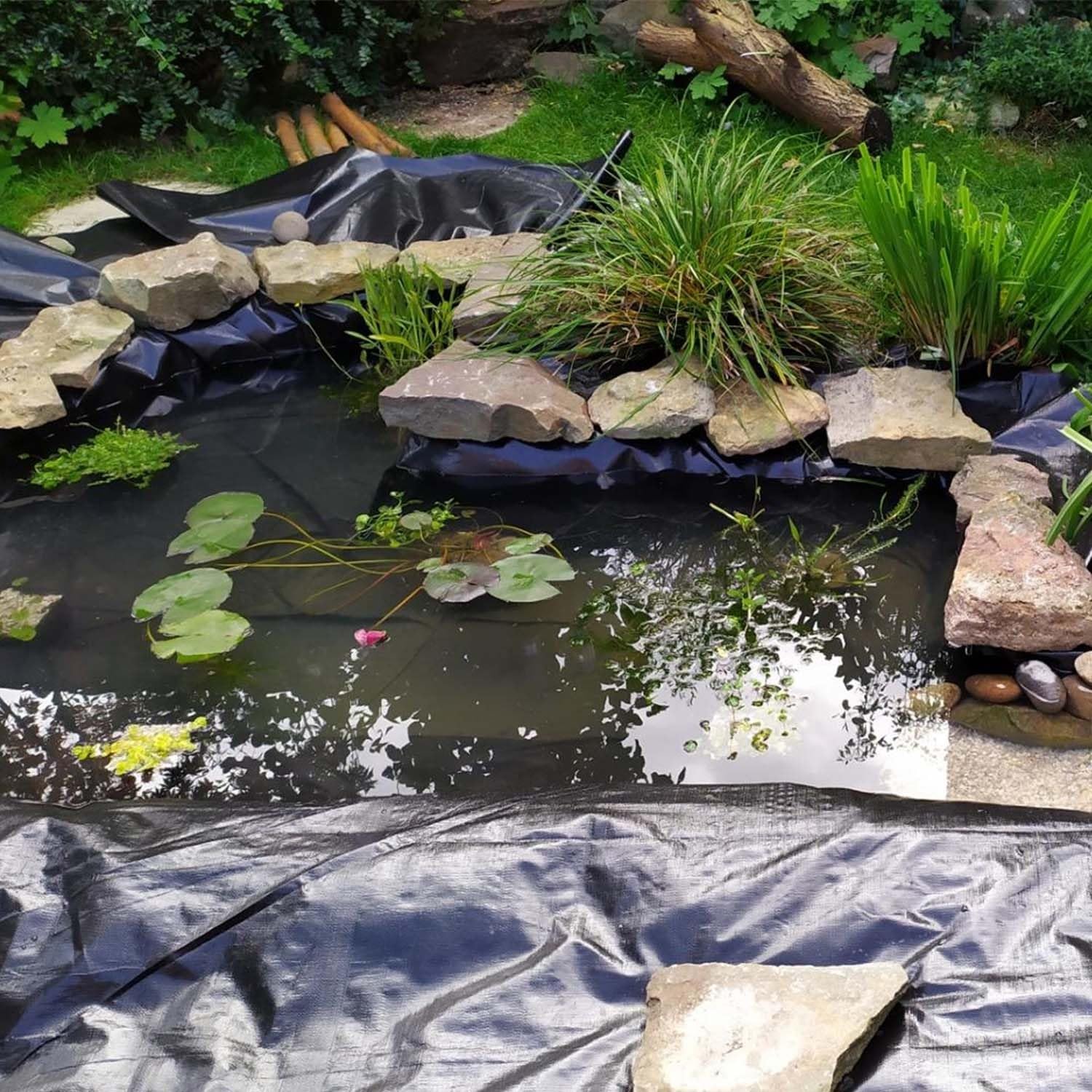 Telo per Laghetto da Giardino 2x2x 3x6 3x8 4x8 6x8.0m Grande Rivestimento per Laghetti Preformato Flessibile Pellicola in HDPE Fodera Laghetto per Laghetti Koi Fontane Paesaggistica Ninfee(Dimensione: