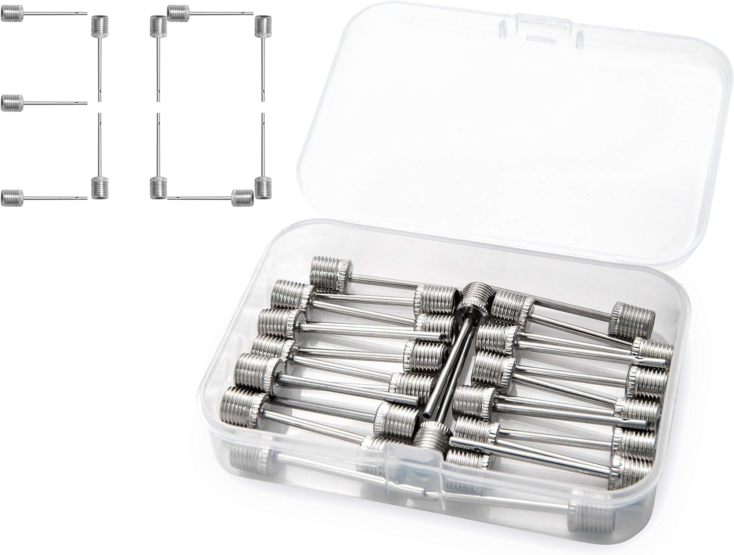Ball Pump Needles for Sports Balls - Basketball Inflator Needle for Ball - Air Pump Needle for Soccer Rugby Football Volleyball Balls - Ball Pump Inflation Needle Pack of 30 Adapter with Storage Box