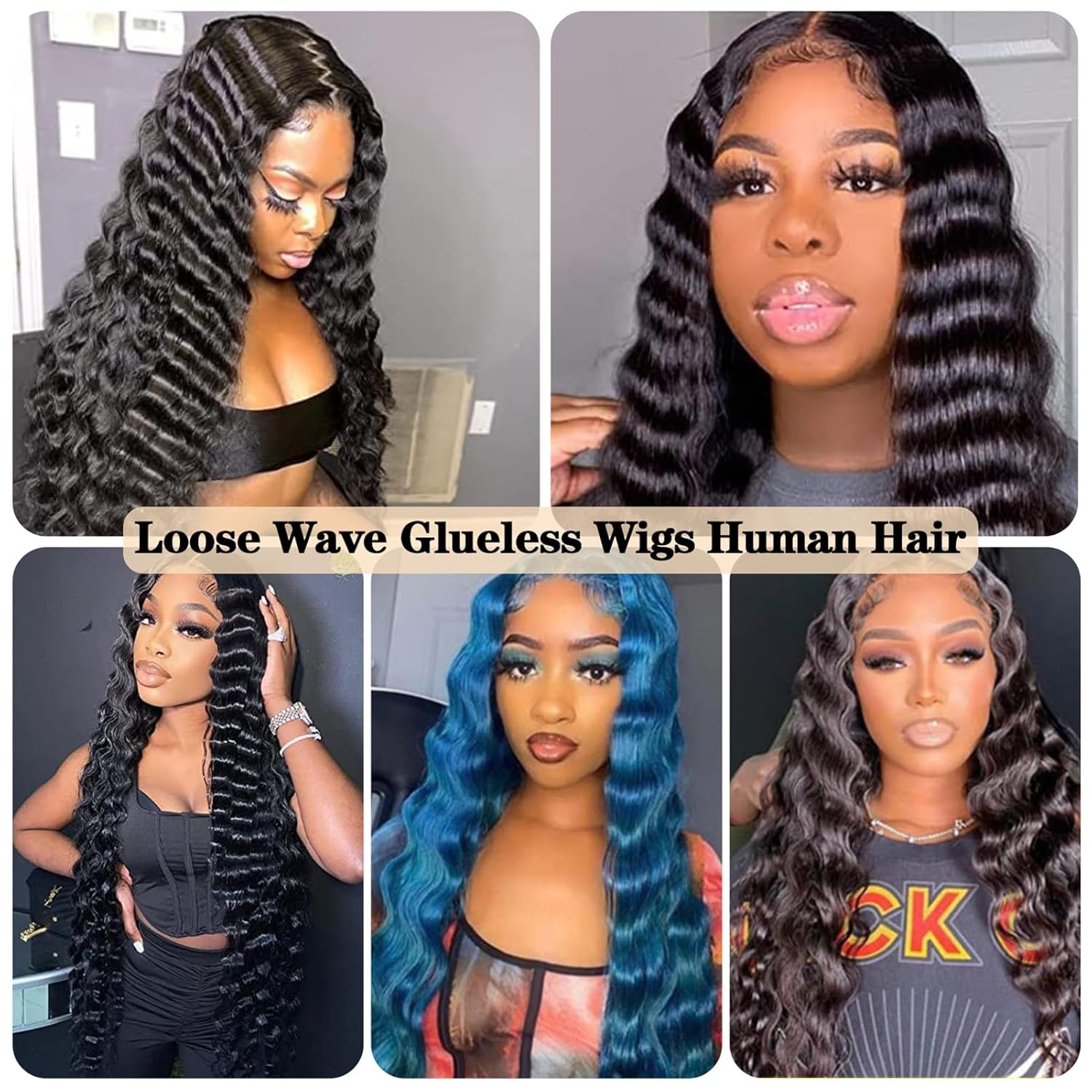 28 Inch Loose Wave Wear And Go Glueless Wigs Human Hair Pre Plucked Pre Cut 200% Density 5x5 Loose Deep Wave HD Closure Wigs 100% Real Human Hair Wigs No Synthetic Blend Reusable 3X Longer Lifespan