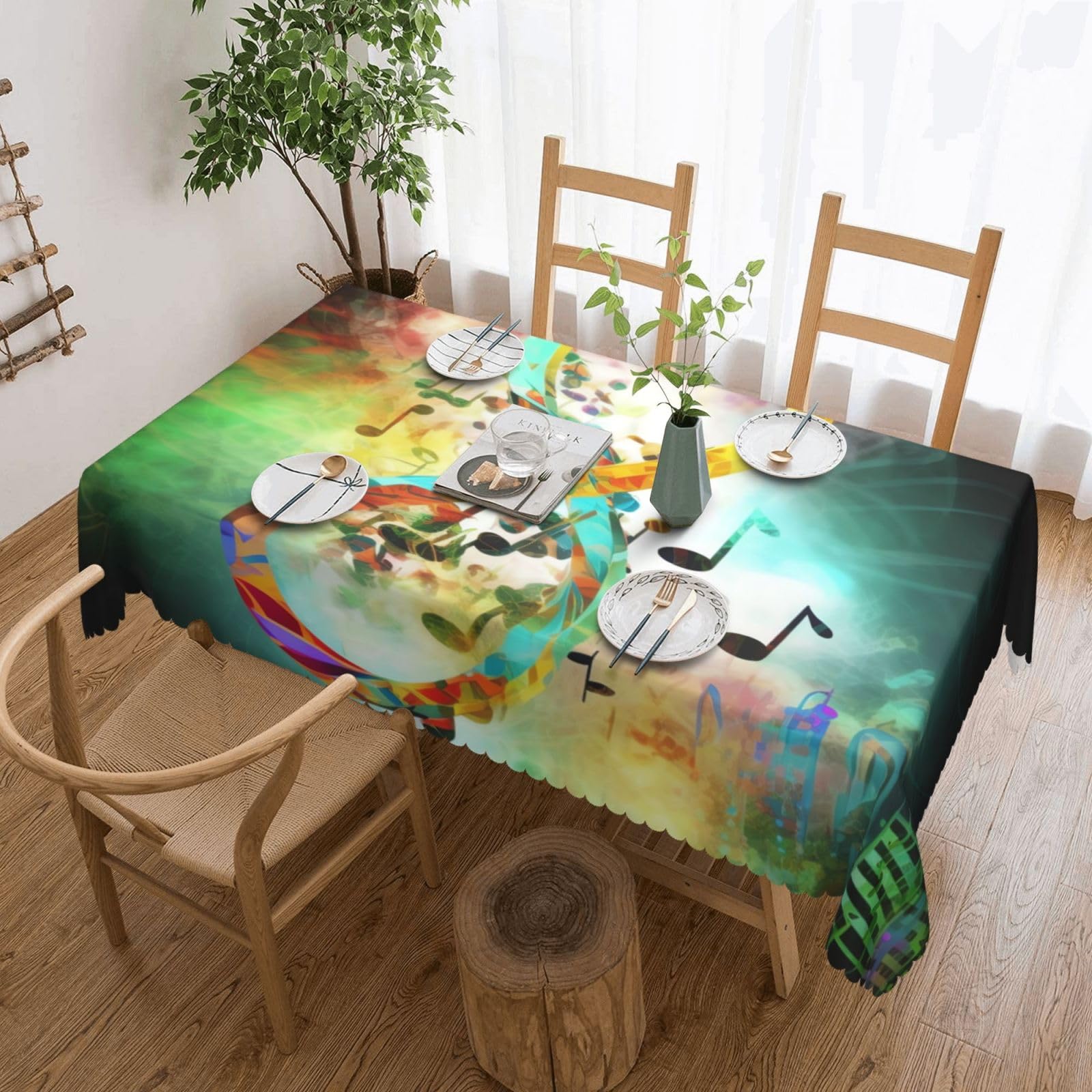 Nappe rectangulaire musique abstraite imperméable lavable table