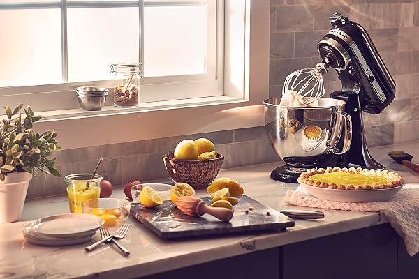 KitchenAid Artisan Series 5 Quart Tilt Head Stand Mixer with Pouring Shield KSM150PS, Onyx Black - 5
