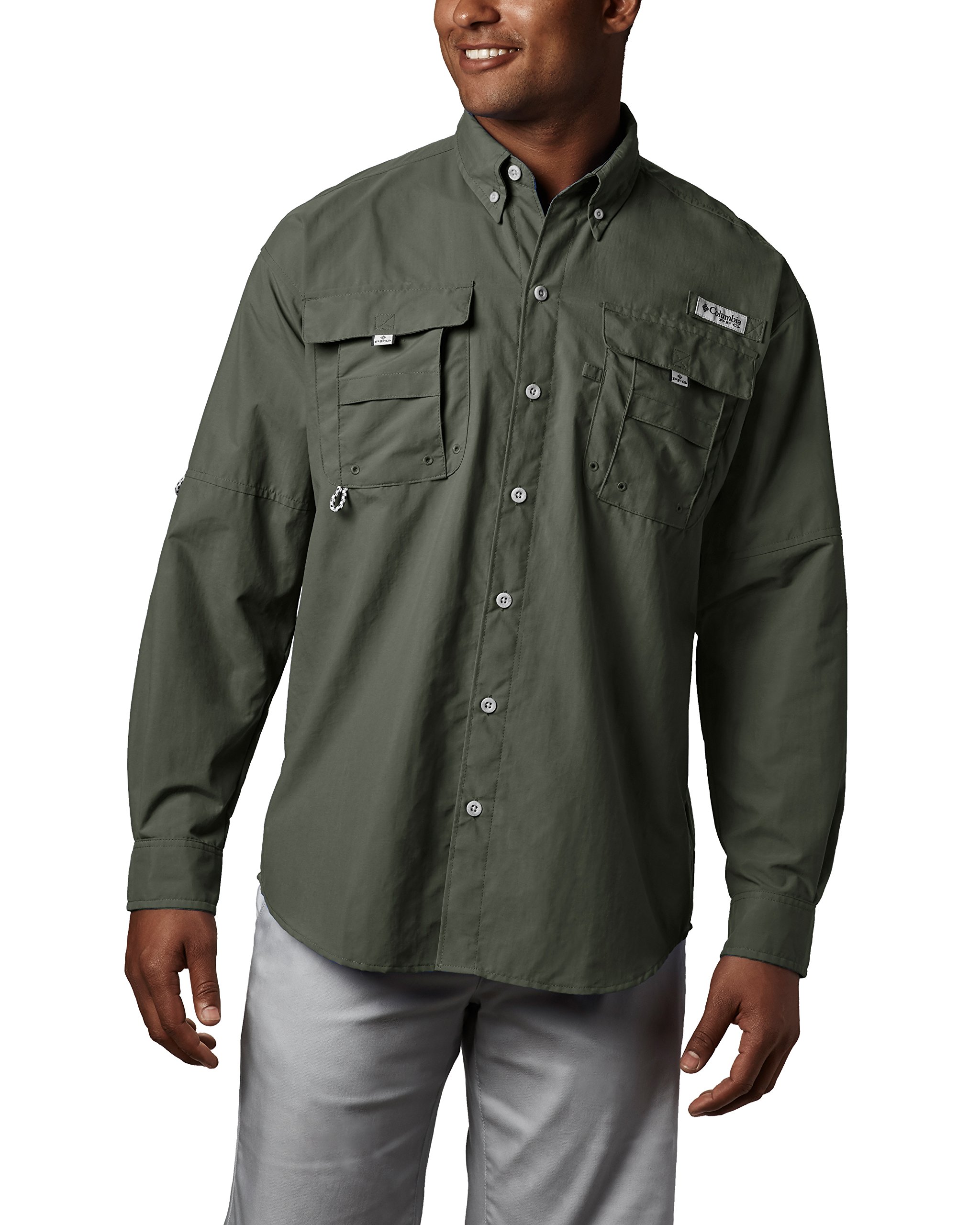 Chemise De Pêche Columbia Super Bahama PFG Homme - Taille L, Gris à Carreaux, Manches Longues - Occasion En Bon état