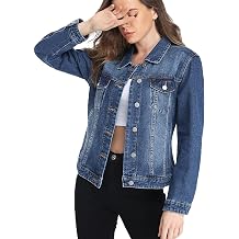 Dilgul Womens Denim Jackets Button Up Long Sleeve Basic Trendy Trucker Jacket