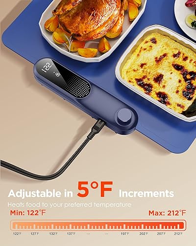 Miniatura 3 de FEPPO Tapete de calentamiento de alimentos, (XXL, 35 x 16 pulgadas), bandejas de calentamiento eléctricas para fiestas de bufés, tapete de