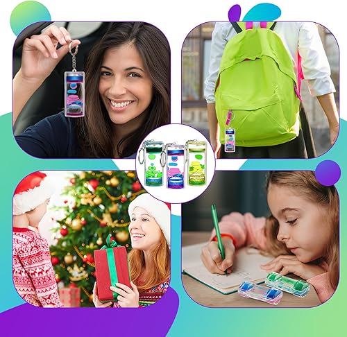 Miniatura 4 de Paquete de 6 llaveros con burbujas de movimiento líquido, juguetes sensoriales de burbujas de movimiento líquido, temporizador líquido para juegos