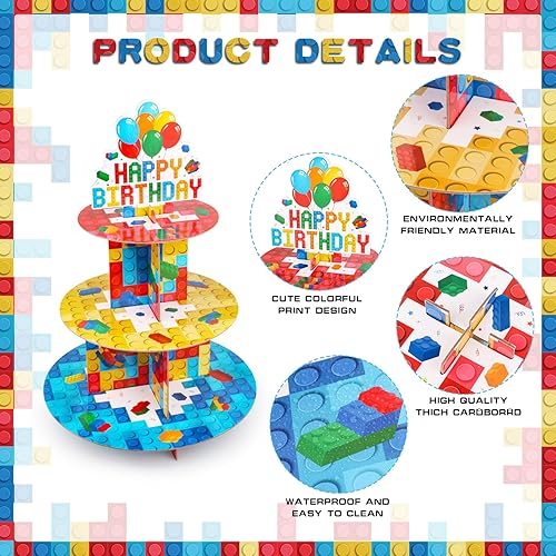 Miniatura 6 de Soporte para cupcakes de noche de casino, decoración de fiesta temática de casino, soporte de 3 niveles para cupcakes, soporte de cartón para