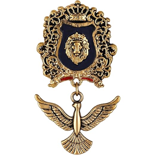 Mahi Lion Face Bird Meenakari Brooch