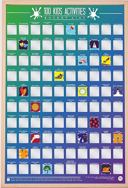 Gift Republic 100 Kids Activities Bucket List Poster, multi-colour