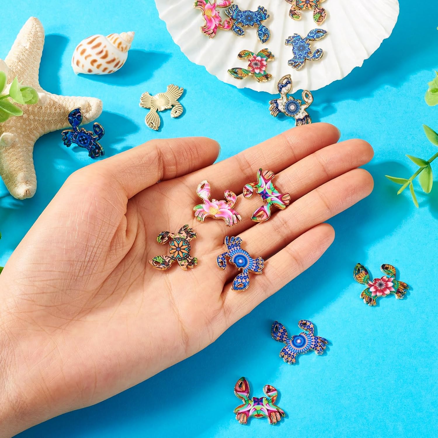 Cheriswelry Enamel Charms for Jewelry Making 16Pcs Crab Pendants Ocean Animal Charms 8 Colors 19.5x20x1.5mm for Necklace Bracelet Earring Supplies - Image 5