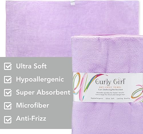 Miniatura 6 de Curly Girl Toalla de pelo rizada microfibra grande de 22 x 39 pulgadas súper absorbente