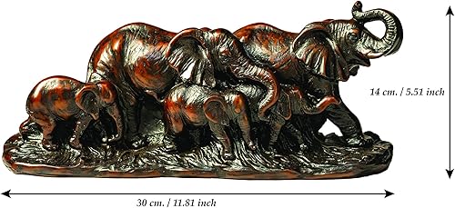 Miniatura 3 de IYARA_CRAFT - Estatuas de animales de elefante feng Shui de resina estatuas decorativas de la familia de elefantes en ondas ideal para entornos