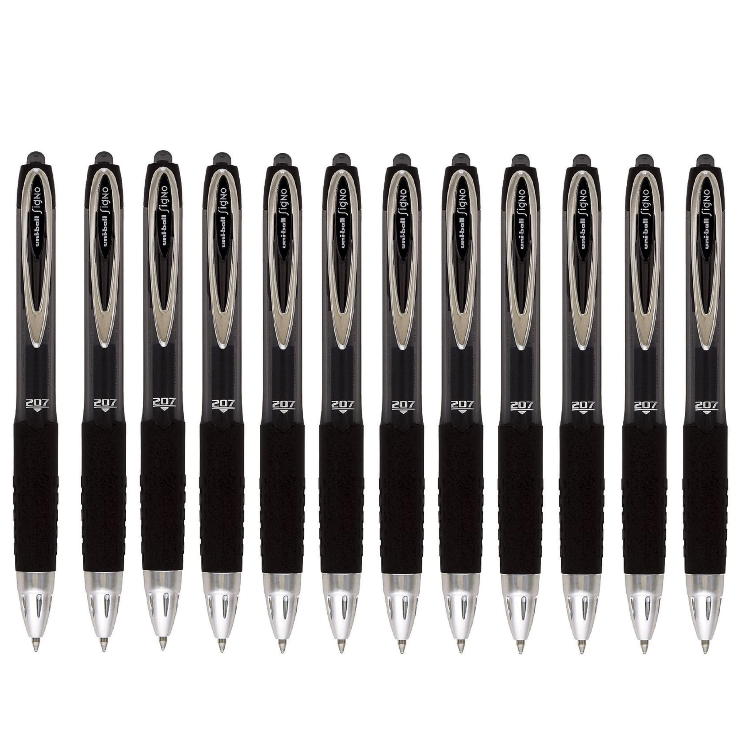 704500 Signo 207 Gel Rollerball Pen Retractable Fine 0.7mm Tip 0.5mm Line Black Ref 9004600 [Pack Of 12]