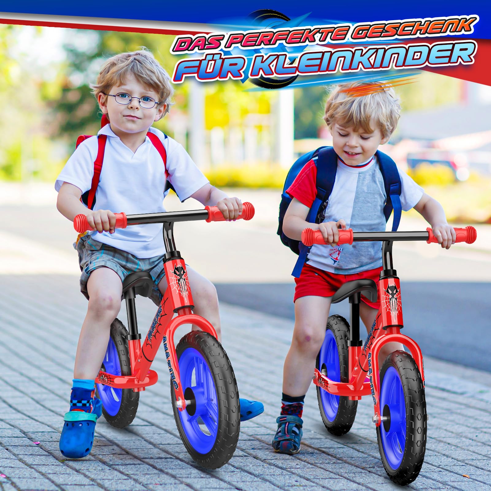 Braxel Laufrad ab 2-6 Jahre bis zu 35 kg, Balance Bike Lauflernwagen Lauflernrad Kider Spielzeug 2-6 Jahre Geschenke Jungen Mädchen, Lenkrad und Sattel Höhenverstellbar