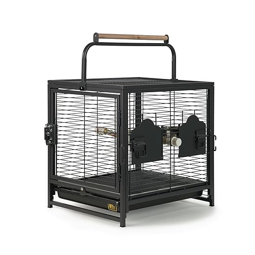Prevue Pet Products Travel Carrier for Birds, Black 18.8"L x 14.9"W x 18.0"H