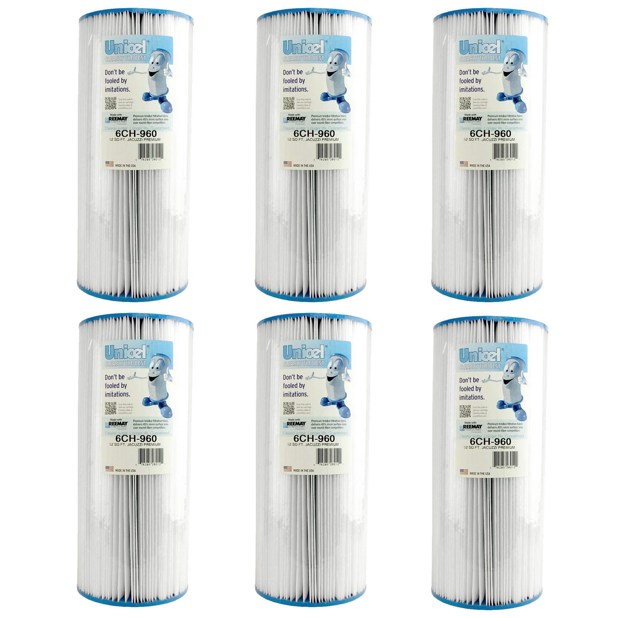 Unicel 6CH-960 52 Square Foot Media Replacement Hot Tub Spa Filter Cartridge with 113 Pleats (6 Pack)