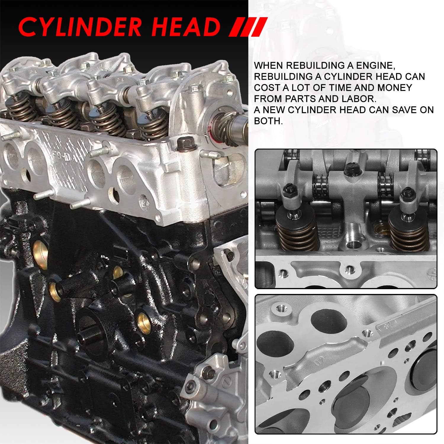 Auto Dynasty Cylinder Head Assembly Compatible with Mazda 626 B2000 2.0L FE B2200 2.2L F2 SOHC 8V Engine 83-93, Aluminum Bare