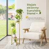 Bamworld Wysoki stojak na rośliny do wnętrz i na zewnątrz Narożny metalowy stojak na doniczki dla wielu roślin Wytrzymały regał na rośliny do tarasu ogrodu balkonu salonu sypialni（4-poziomowy,Złoty）