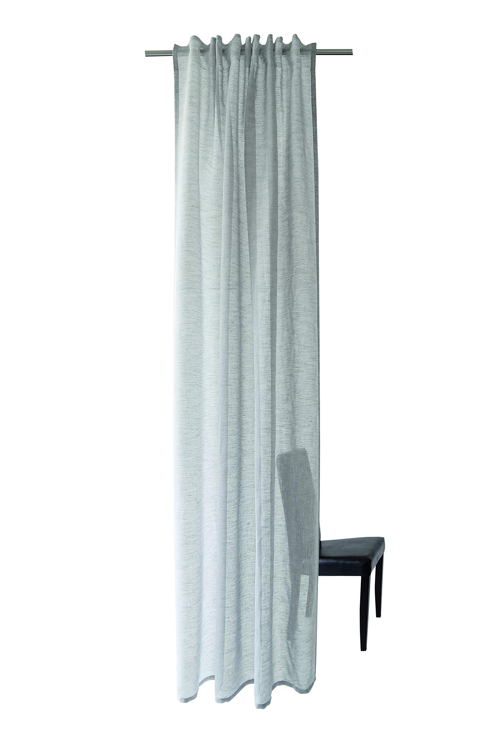 Homing transparenter Vorhang Uni Gardine einfarbig modern Schlafzimmer Kinderzimmer Wohnzimmer Küche Dekostoff Grau (1Stück) 245 x 140 cm (HxB) 5401-29