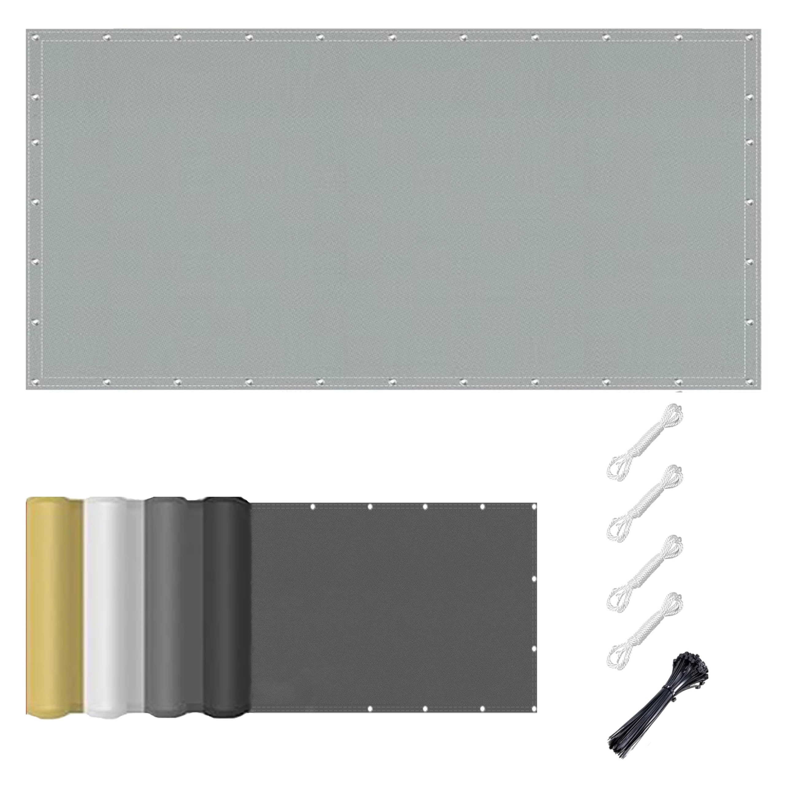 Voile d'ombrage 3x3m Rectangulaire Imperméable Toile d'ombrage UV Protection à 95%, Filet d'ombrage Extérieur avec Oeillets et Cordons pour Patio Jardin Terrasse - Gris Clair