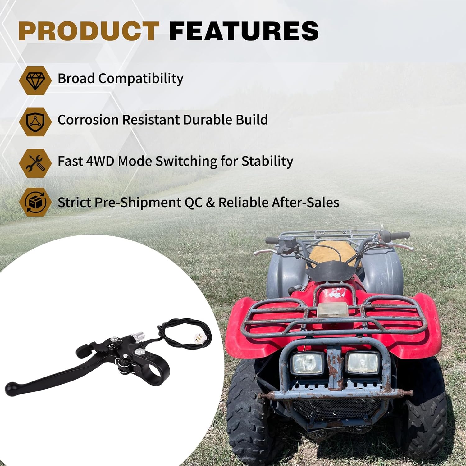 1038-1035-2001 Manual 4WD Actuator Kit Compatible with Kawasaki Brute Force 650 Prairie 360 400 650 700 2004-2005 Suzuki Twin Peaks 700 Replace 16172-0039