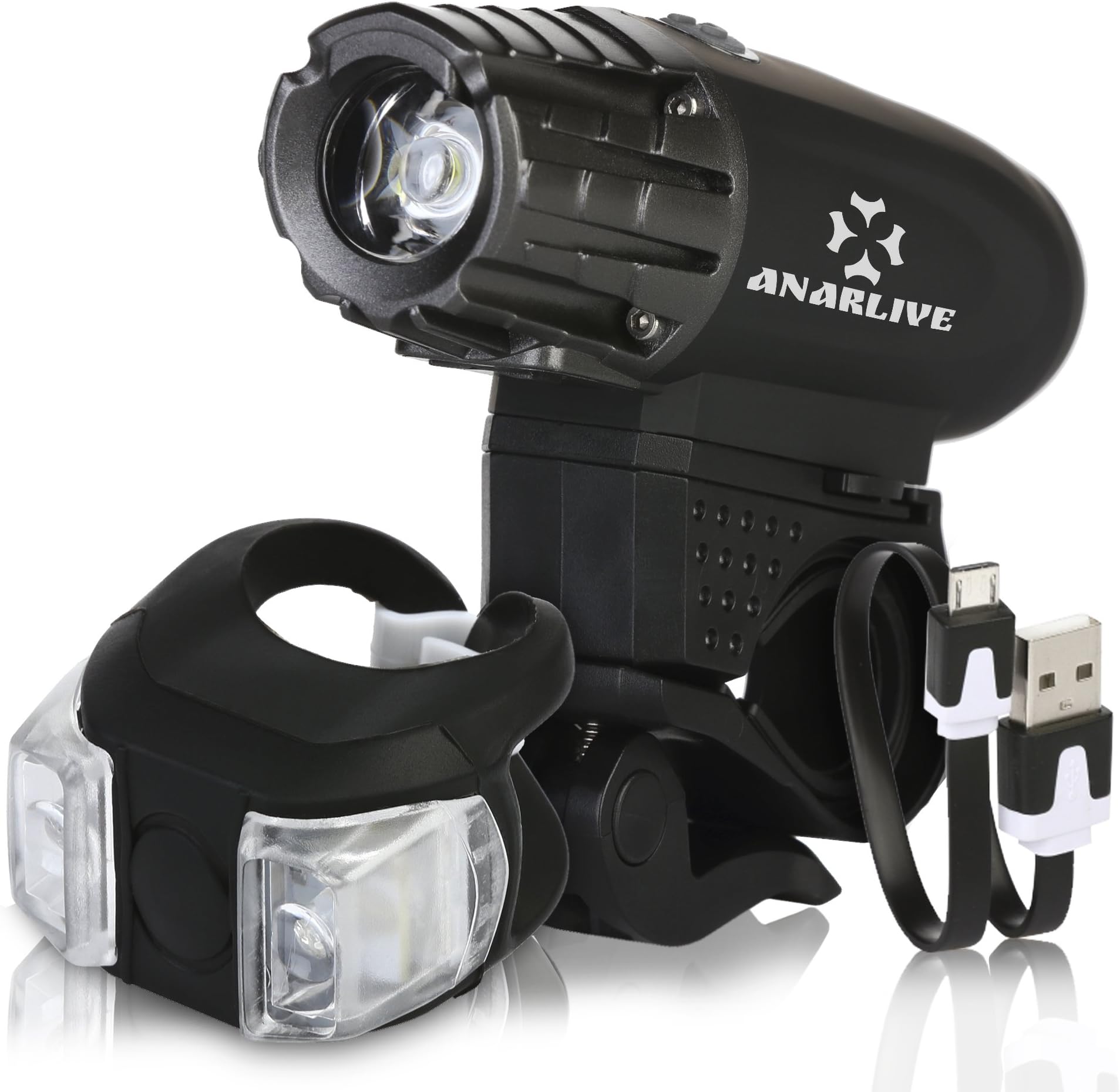 ANARLIVE Bike Light Lumen Waterproof and USB Rechargeable LED Light Super Powerful Free Tail Light Easy to Install for Kits Man Women and Road Safety Cycling