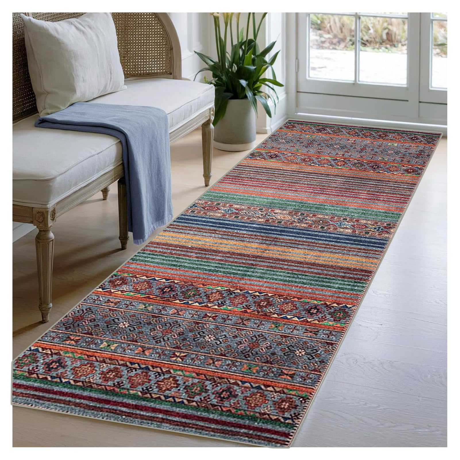 Tapis couloir long coloré pour décoration salon et chambre adulte