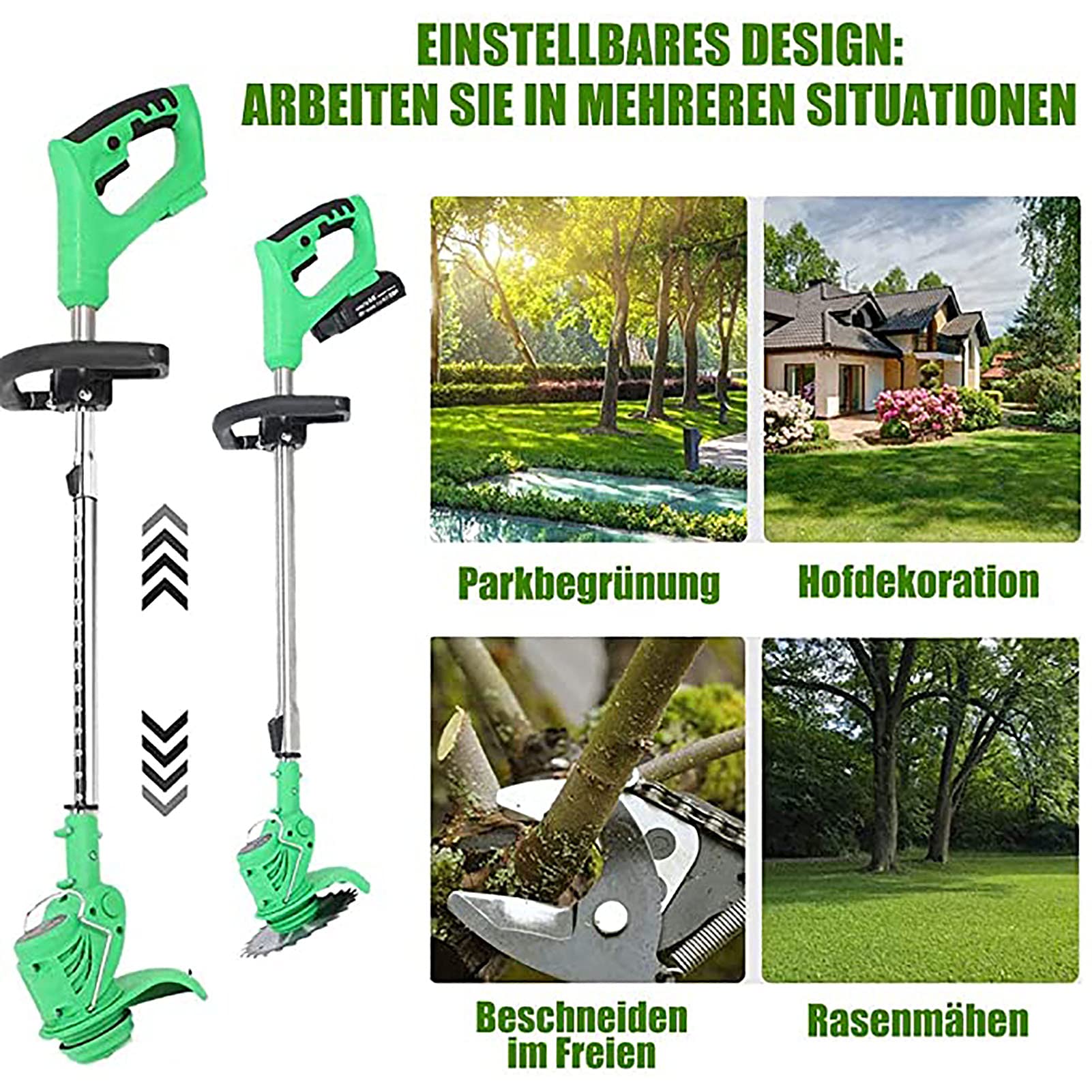 Tagliaerba wireless, tagliaerba per uso domestico piccolo con caricabatteria al litio 48V10000mAh Tosaerba elettrico per tagliare alberi da giardino, 2 batterie
