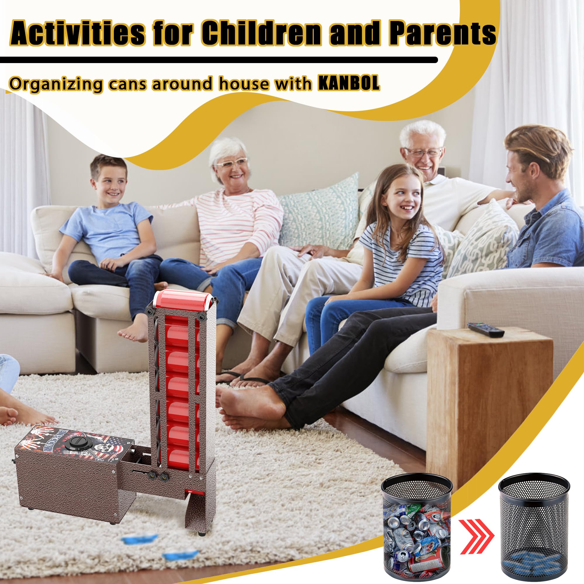 KANBOL Electric Aluminum Can Smasher –Can Crusher & Press for 12oz and 16oz Beverage Cans, Compact Recycling Tool for Kitchen or Garage