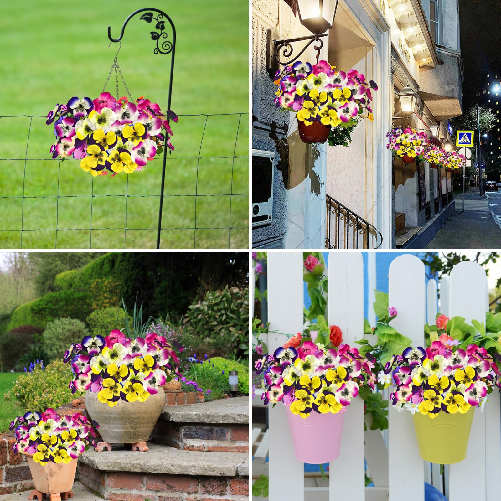 ASTRYAS Künstliche Blumen für den Außenbereich, künstliche Stiefmütterchen, kleine Wildblume, Seiden-Stiefmütterchen, Blumen für Frühlingsdekoration, Pflanzgefäße, Zuhause, Garten, Beete im Freien (6,