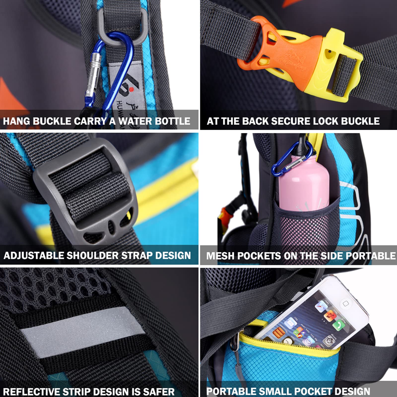 Mochila de nailon para bicicleta de 15 L, para bicicleta de montaña, hidratación para ciclismo, senderismo, camping, correr, hombres y mujeres, con agujero para bolsa de agua, correas ajustables