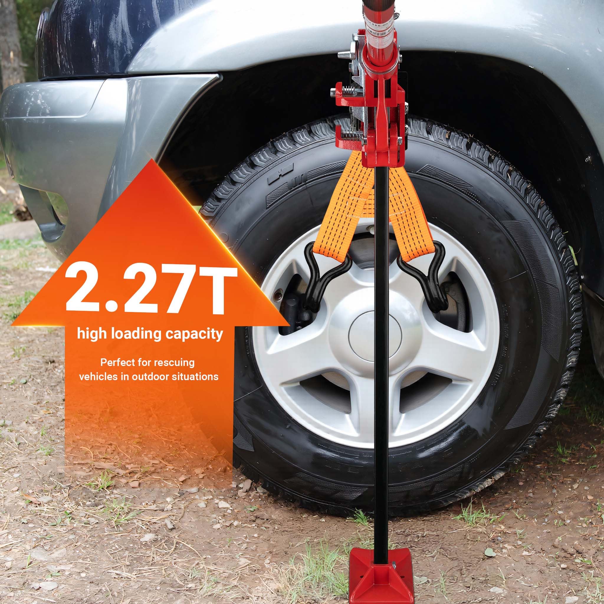 Wiltec Zestaw z podnośnikiem farmerskim o udźwigu do 3000 kg, lewarek hydrauliczny terenowy, do użytku off road, podstawa 278x278 mm, adapter do koła SUV 4x4