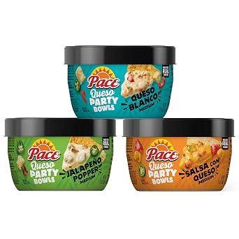 Bundle of Pace Queso Blanco + Salsa Con Queso + Jalapeno Popper 11 oz Microwavable Bowl Pack of 3