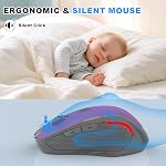 Bluetooth Wireless Computer Mouse, 2.4G Rechargeable Small Ergonomic Optical Mouse Jiggler for Office/Home with Forward/Back Buttons & USB-C/USB-A for Laptop, Desktop, PC, Mac, MacBook - Purple