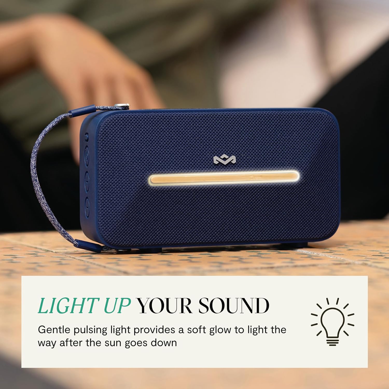 House of Marley Rise Up Solar Bluetooth Speaker, IP67 Waterproof, 14H Playtime, Solar Charging, Quick Charge, Eco-Friendly Recycled Materials, Bamboo Design & Bottle Opener (Blue) - Image 6