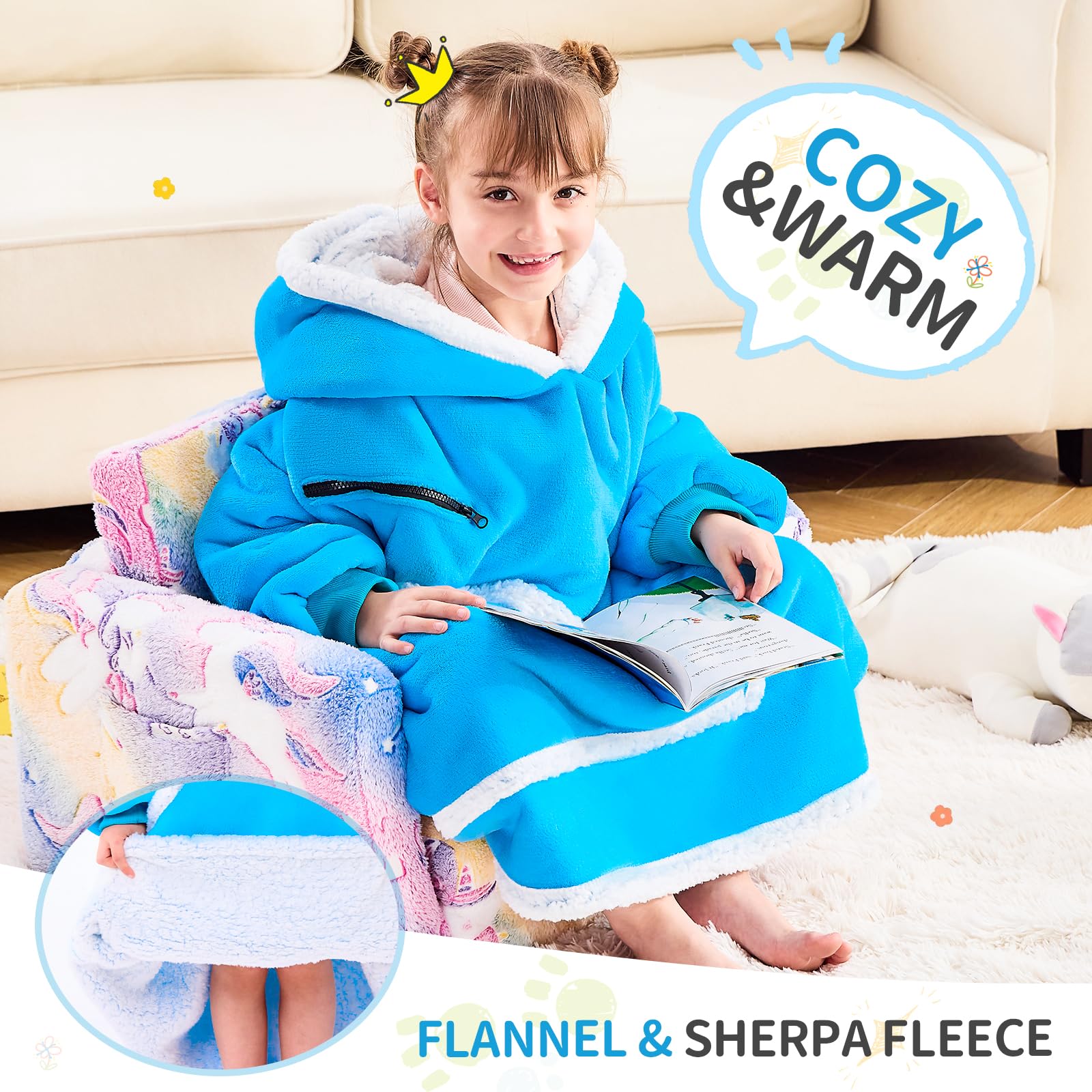 Ifnow Wearable Blanket Hoodie For Kids Blanket Hoodie For Kids