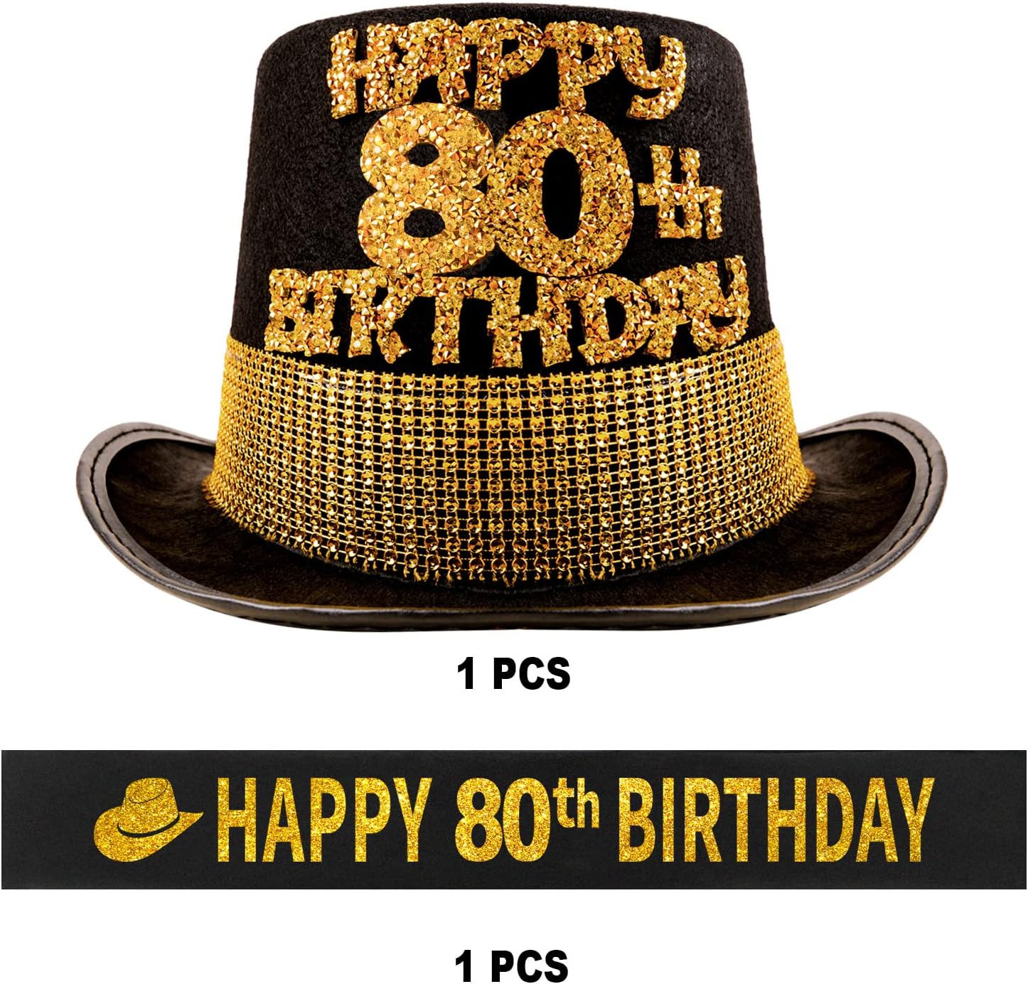 80th Birthday Gifts for Men,80th Birthday Party Hat,80th Birthday Sash for Men,80 Year Old Birthday Hat,80 Birthday Sash,80 Birthday Party Decorations