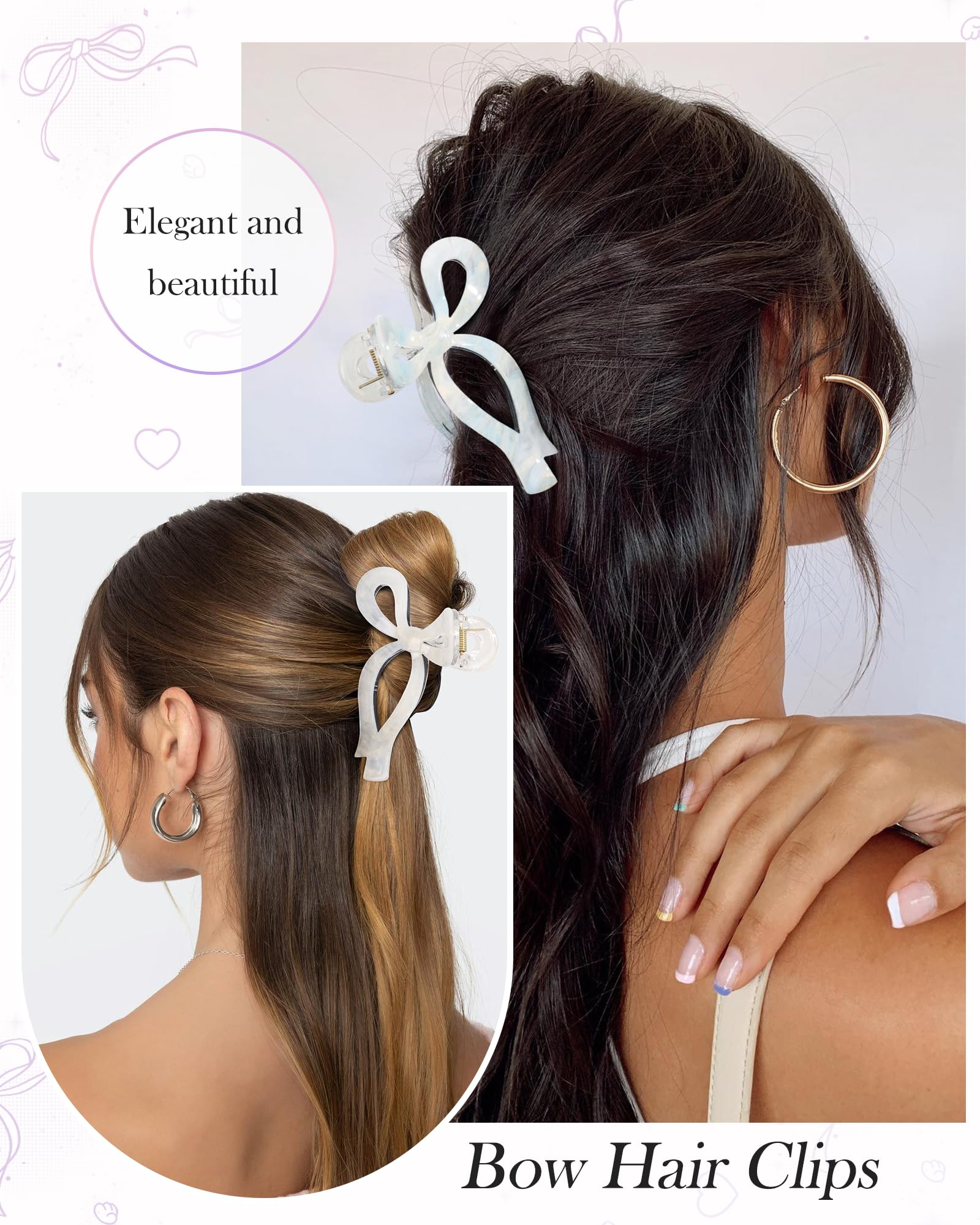 Amazon.com: 4 PCS Acrylic Bow Hair Clips for Women Bow Cute 
