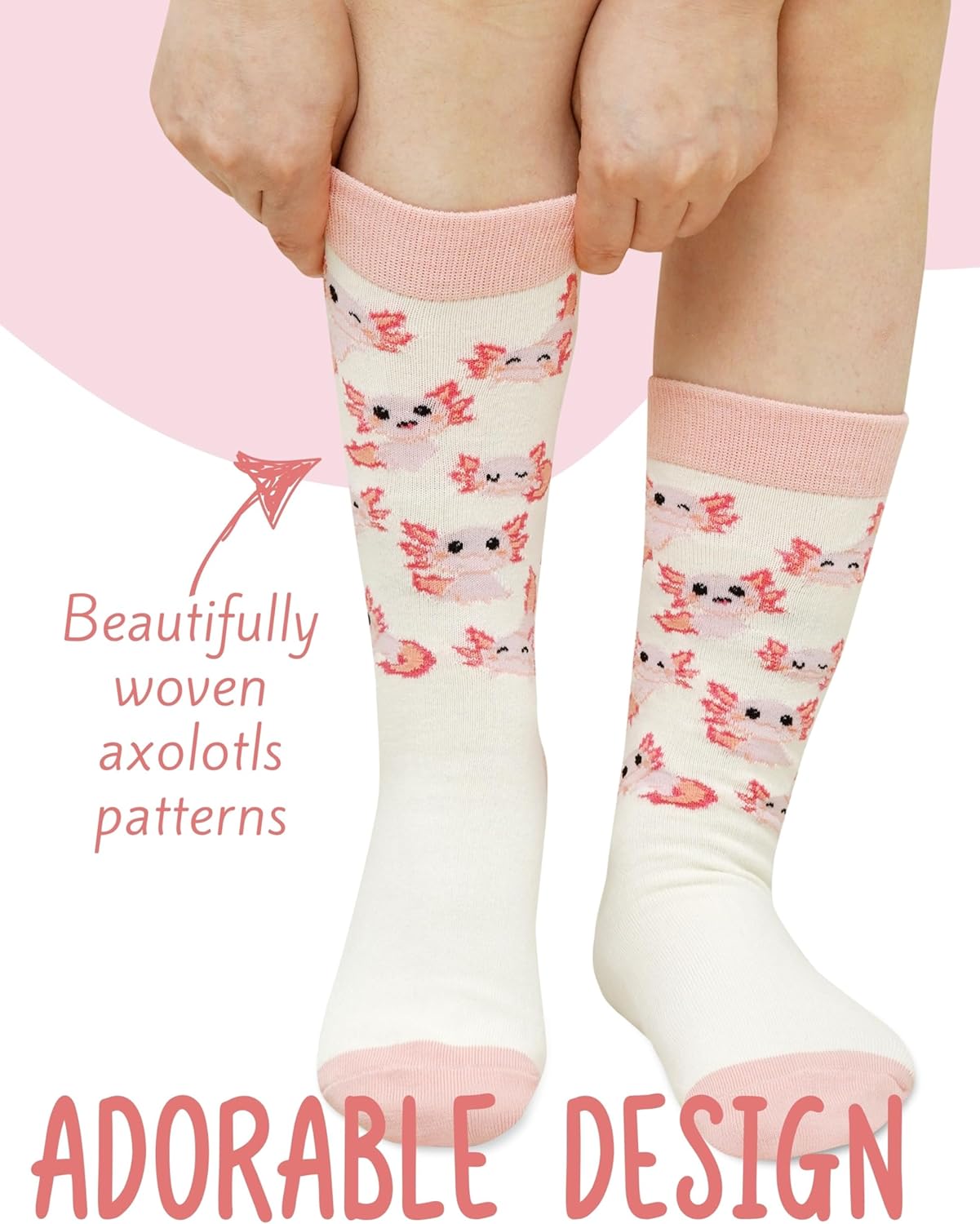 InnoBeta Axolotl Gifts Socks for Girls,Women, Pink, Just a Girl who Loves Axolotl - Image 2