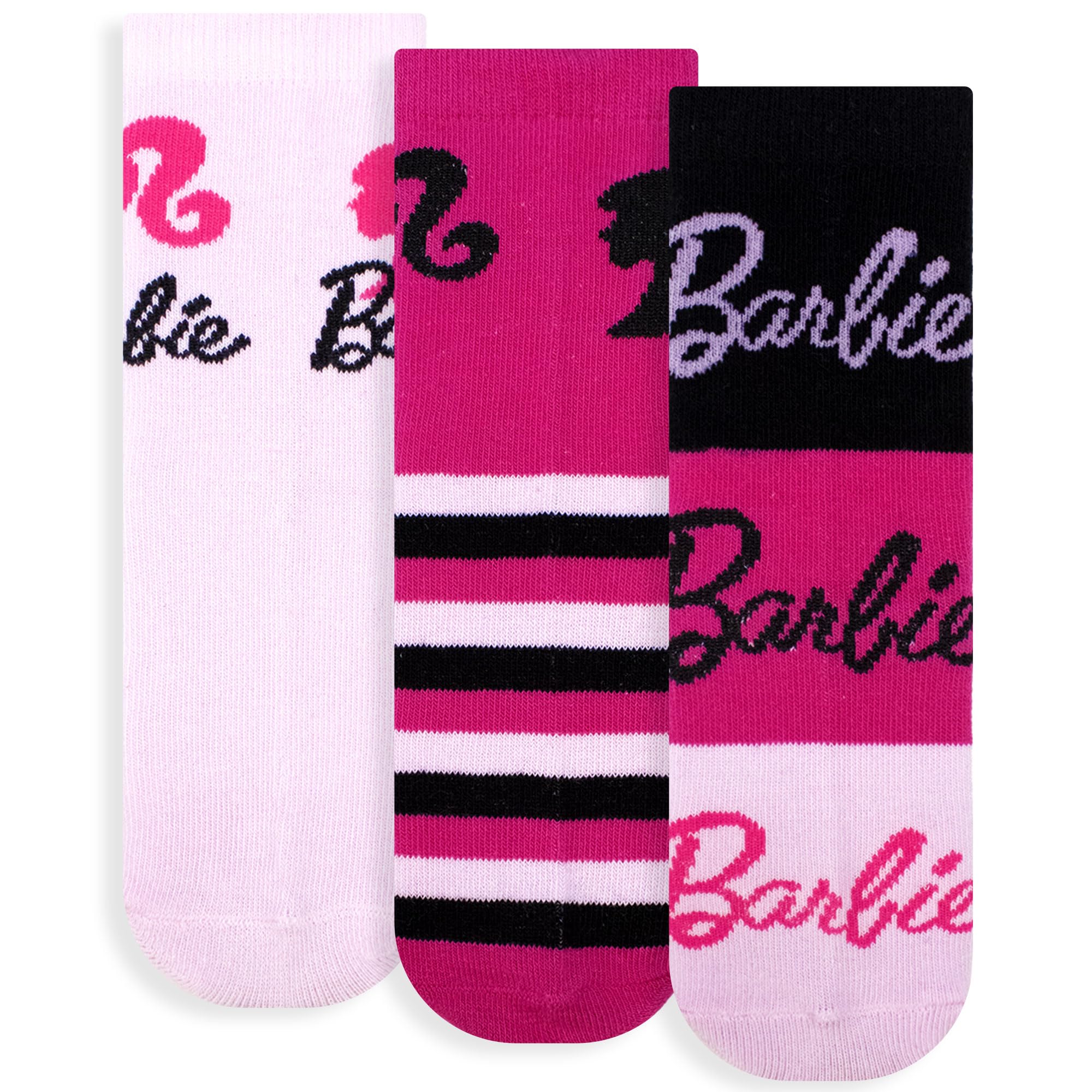 Barbie Girls Pink Set Of 3 Pairs Cotton Socks For (It, Number, 23, 26, Black),