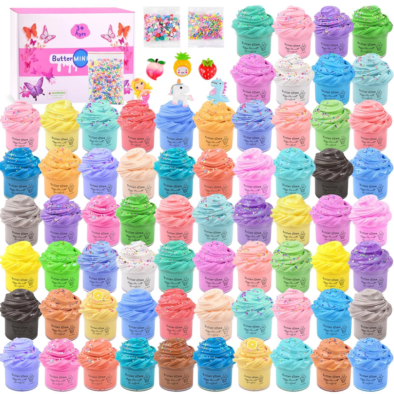 68 Pack Christmas Mini Butter Slime Kit, Holiday Scented Bulk Slime Supplies Party Favor Gifts, Birthday Games Stress Relief Toy for Girls and Boys, Soft & Non-Sticky, DIY Putty Toys for Kids Age 4-12