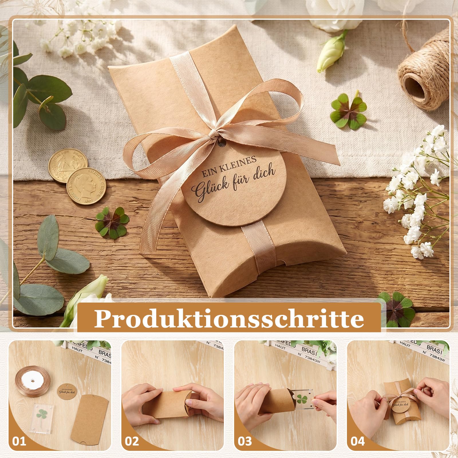 Trèfle à Quatre Feuilles avec Coffret Cadeau Porte-Bonheur Examen Remerciements Adieux Remise de Diplômes Anniversaires Cadeaux pour Femmes Hommes Collègues Amis Maîtresses Équipes(20 Sets)