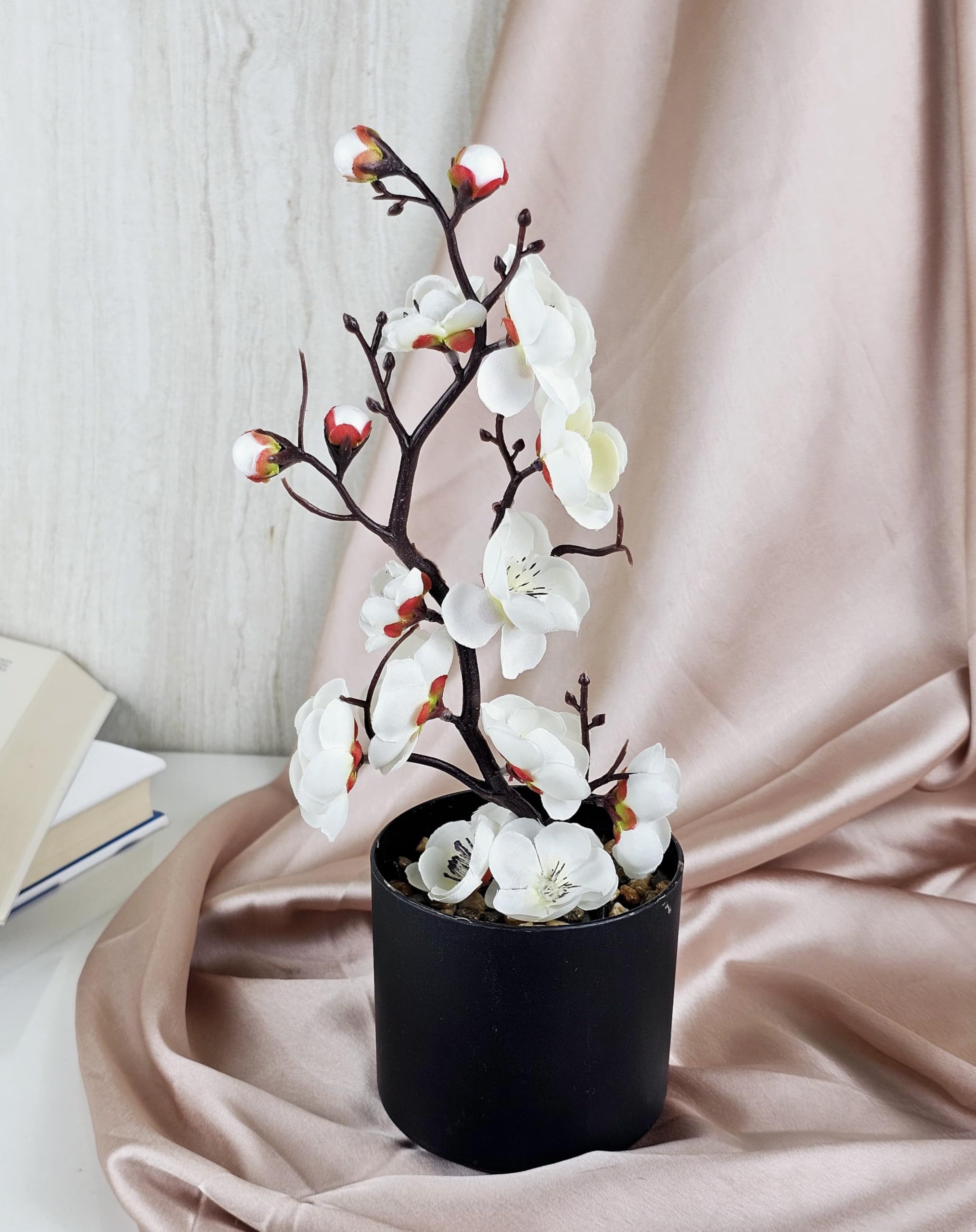 SATYAM KRAFT 1 Pc Artificial Blossom Flower Stick with Plastic Pot Flower Pot for Home Decor, Living Room, Gifting, Table Top,Showpiece,Balcony, Ganpati mandap Decoration(Pack of 1)(with Pot)(White) (B0D9BR1FN5) Amazon Price History, Amazon Price Tracker