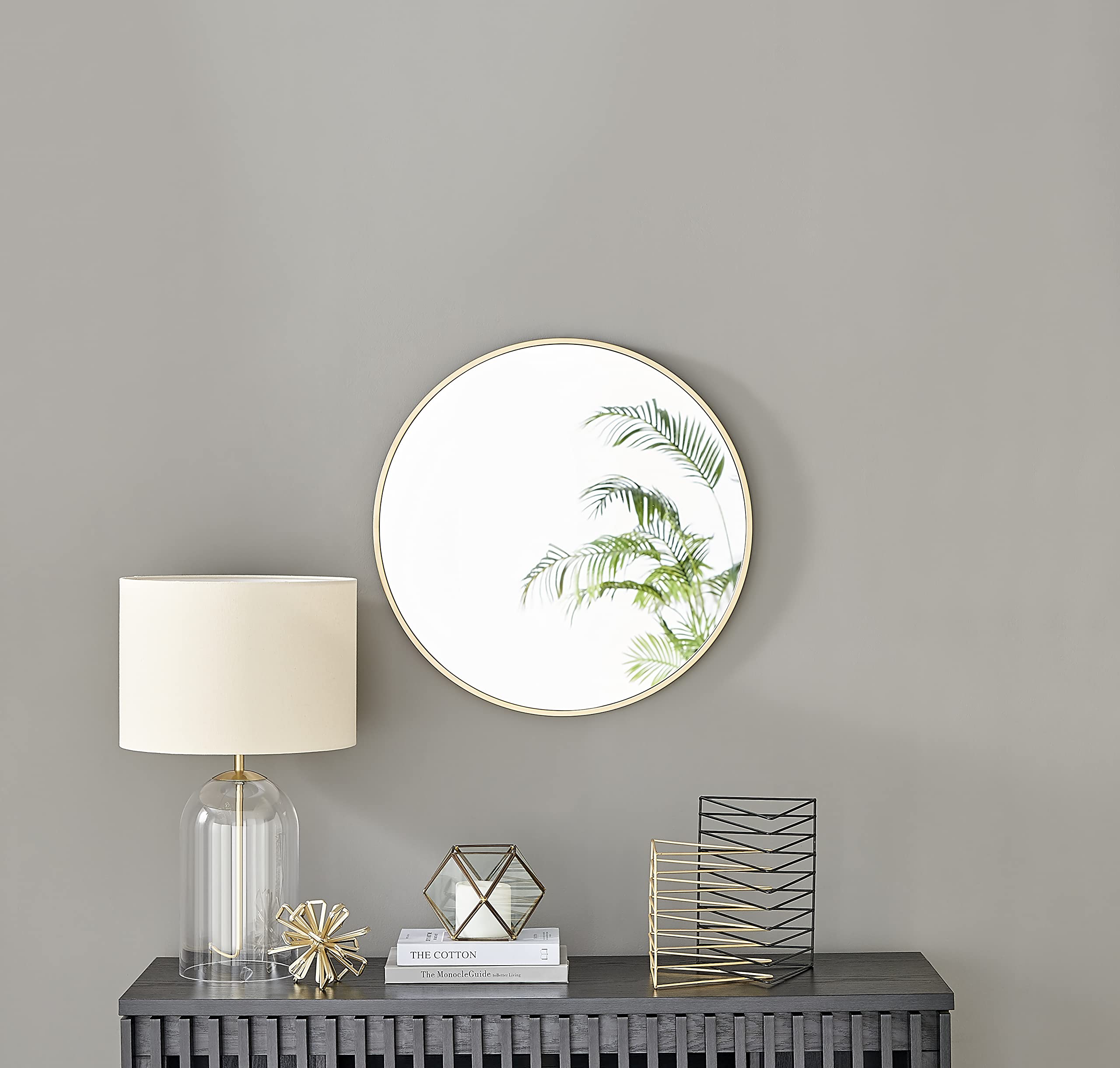 Furniturebox Uk Gold Emma 60Cm Round Metal Wall Mirror For Living Room & Hallway