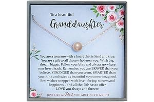 14K Rose Gold Blush Peach Pearl Necklace With Meaningful Message for Mother Daughter Granddaughter
