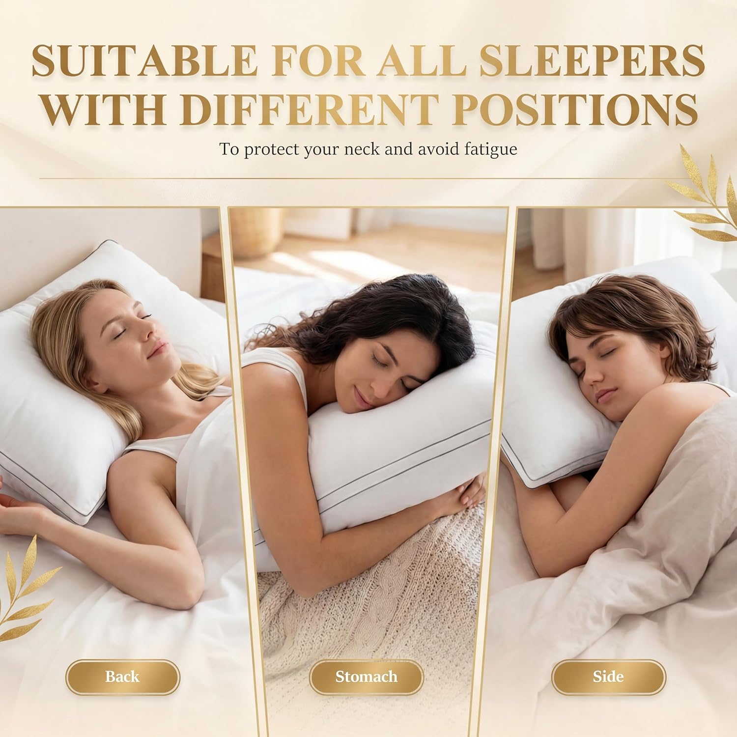 Feather Pillows King Size Set of 2 Goose Down Pillows with 100% Breathable Cotton Cover, Hotel Collection Bed Pillows for Sleeping, Soft Support for Back, Stomach and Side Sleepers